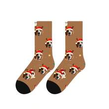 1 Pair Customized Face Socks, Customized Photo Socks, Customized Printed Mid-Calf Socks, Can Print Any Face On Socks, Suitable As Anniversary Gift, Halloween, Christmas Creative Gift, Bride Gift, Gift For Boyfriend, High-Quality Couple Christmas Hat Printed Socks, Men's Calf Socks, New Thick Women's Long Socks For Autumn/Winter. Suitable For Daily Wear, Office, Outdoor Sports. - Multicolor - View 6
