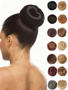 Bóng tóc giả màu đen 4 inch, túi đựng tóc giả, búi tóc giả, phụ kiện búi tóc, búi tóc hình quạt, bộ tóc thẳng - Màu đen tự nhiên - Xem 2