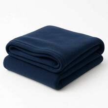 Frazada Suave Individual o Matrimonial Polister u2013 Cobija Ligera para Cama, Viaje, Hogar o Camping u2013 Manta Trmica Lavable Beige, Individual - Azul Marino + Individual - Ver 2