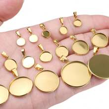 5pcs 18K Gold-Plated Round Disc Welding Bails, DIY Jewelry Necklace Pendant Making Accessories, Fit For Gemstone Setting