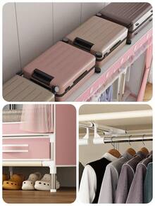 1 件加厚钢架便携式衣柜，带挂式衣柜整理系统、双网门帘、多层储物架、底部抽屉和顶部甲板空间，适用于卧室和房间装饰