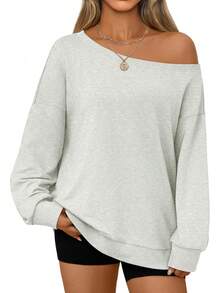 Women Off The Shoulder Sweatshirt Oversized Tops Fall Outfits 2025 Y2k Clothes Fashion Clothing  Tophalloween - 黑色 - 查看 6