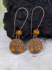 Tree Charm Earrings - 咖啡棕 - 查看 3