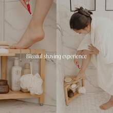 Corner Shower Stool Inside Shower - Waterproof Shower Foot Rest Shaving - Small Shower Stool Shower Inside Shower With Storage Shelf Small Shower Spaces - Bamboo - View 4