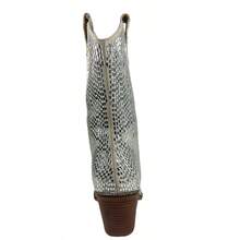 ARiderGirl Miracle Women's Western Cowboy Boots Crystal Rhinestone Embellished Stacked Leather Heel With Stitched Welt Snip Pointed Toe Mid Calf Boots - 銀色 - 查看 3