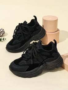 Children/Teens' Fashion Casual Non-Slip Durable Lightweight Soft-Sole Sneakers, Suitable For Spring & Autumn, Girls & Boys - Black - View 7