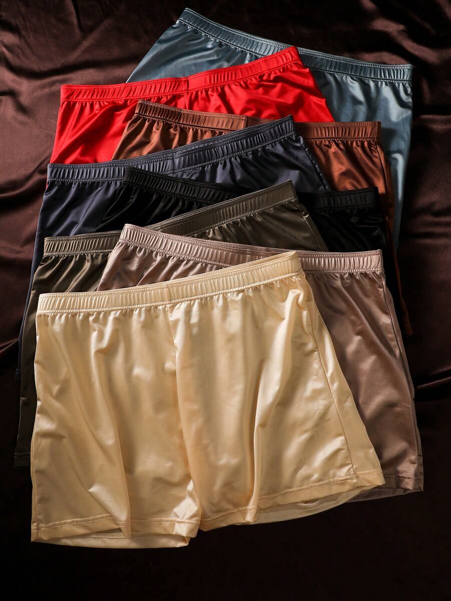 8PCS  Fabric    Breathable  Stretch  Softness  Easy To Wear    Plain    Mid Rise    Men's Briefs - 彩色 - 查看 1