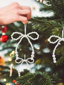 Bộ nơ trắng thanh lịch dùng trang trí cây thông Noel - Với điểm nhấn lấp lánh, hoàn hảo cho vòng hoa, gói quà và trang trí đám cưới, đồ trang trí Giáng sinh - Nhiều màu - Xem 3