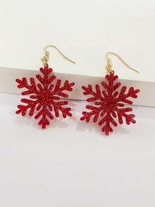 2pcs Snowflake Sequin Earrings, Sparkling Winter Snowflake Earrings For Women, Christmas Party Decoration - Multicolor - View 2