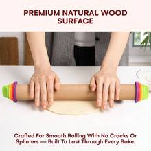 - Rodillo ajustable con anillos extrables - Rodillo de precisin para hornear y masa de galletas con anillos de medicin de grosor para masa perfectamente enrollada, multicolor, 16.9x 2.5x 2.5 pulgadas - 16,9'' x 2,5'' x 2,5'' - Ver 4