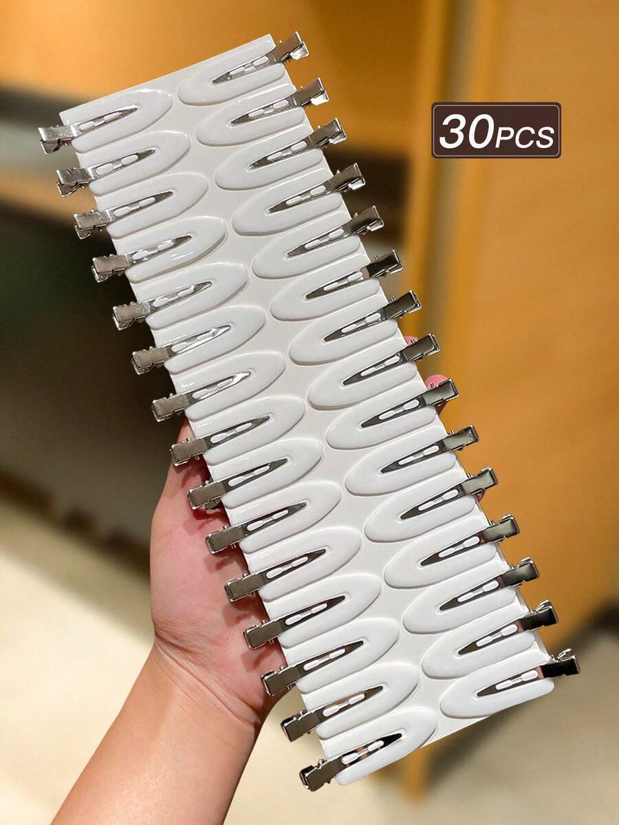 30个白色简约百搭发夹，小巧精致，鳄鱼夹款式，女士发饰，发夹，度假装饰，适合日常休闲及户外佩戴，发饰，女士配饰，头部配饰