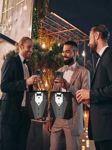 Complete 1/6 Person Groomsmen Gift Set With Individual Kits For The Wedding Party Includes A Hip Flask Glasses Bottle Opener Socks Funnel Glass And Carry Bag For A Memorable Celebration Event - 黑色 - 查看 8