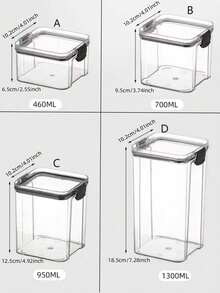 Tarros herméticos de 460ml-1800ml, botes de plástico transparentes para almacenar granos, cereales, aperitivos y hojas de té