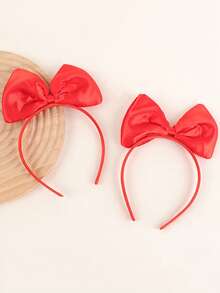 3pcs Children's Red Bow Headband, Paired With Bow Headband Hair Accessories, Christmas And New Year Performance Headband, Suitable For Children's Use