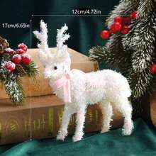 1 pièce Décoration de renne de Noël étincelante blanche, centre de table de Noël, décoration pour vitrine de Noël, convient pour la décoration de fête de Noël et du Nouvel An, décoration de maison et de chambre, ambiance des fêtes, cadeau de Noël, décoration d'anniversaire, de mariage, d'action de grâce, décoration de vacances