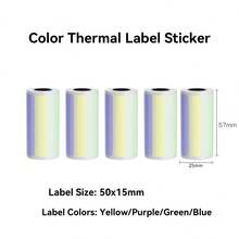 Colorful Paper Label Rolls And White Paper Rolls (50*15mm And 50*30mm) - Continuous Printing Paper For Printable Wrapping, Document Classification, Promotional Labels, Product Labels, DIY Crafts, And Classification Marking Notes