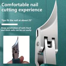 1Pcs Professional Stainless Steel Beaked Toenail Clipper, Portable Bevel Nail Clipper For Thick Nails - Precision Curved Blade Recessed Nail Trimmer, Non-Slip Grip, Manicure Tool Accessories, Suitable For Men And Women In All Seasons - Dark Green - View 4