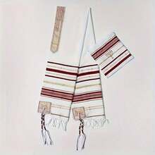 1pc Quilted Casual Polyester Prayer Shawl - Red - View 6