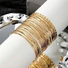 14pcs/Set Gear & Geometric Multi-Bracelet Set, Women Bracelet Set, Jewelry Accessories - 金子 - 查看 2