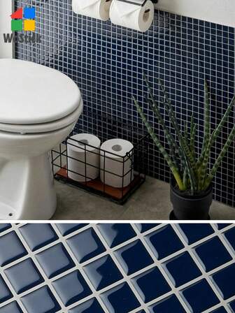 WoStick 10 x 10 英寸防水纹理乙烯基 DIY 墙纸，小方形自粘防溅瓷砖，粘贴在瓷砖上，用于家居装饰墙纸墙贴墙面装饰房间装饰墙纸贴纸墙卧室装饰厨房装饰