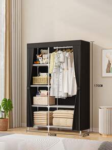 1pc Non-Woven Fabric Wardrobe Organizer, Dust-Proof Clothes Rack, Foldable Closet Hanger, Multi-Functional Bedroom Wardrobe Cabinet, Easy Assembly