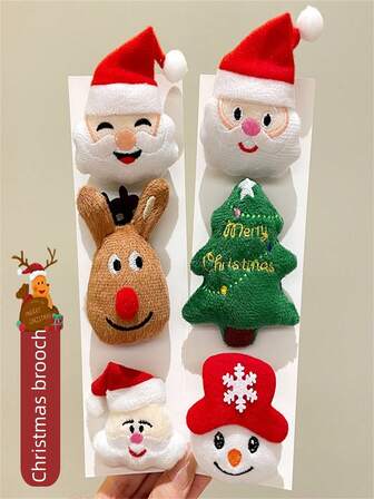 3 件男女圣诞驯鹿、圣诞树、圣诞老人、可爱卡通配饰、胸针、别针、包包和装饰品都是节日期间佩戴或赠送朋友的绝佳选择