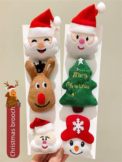 3PCS Men And Women Christmas Reindeer, Christmas Tree, Santa Claus, Cute Cartoon Accessories, Brooches, Pins, Bags And Decorations Are All Great Choices For Wearing During The Festival Or Giving As Gifts To Friends