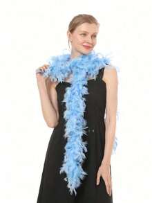 Feather Scarf, DIY Party Decoration Accessory, Colorful Feather Scarf, Black Hair Clip, Scarf Decor, Suitable For Birthday Party, Halloween, Christmas, Racing, Afternoon Tea, New Year's Eve, Concert, Home Decor, Dance Wedding, Stage Performance, Carnival Costume And Accessories, Party Supplies - Multicolor - View 7