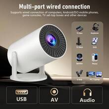 HY200 PRO 迷你投影仪，安卓 11 系统，双频 WiFi 6，200ANSI 分辨率，原生 720P 分辨率，支持 4K 解码和 1080P 解码，自动梯形校正，180° 旋转，便携式家庭影院投影仪，LYNCAST 出品 - 彩色 - 查看 10