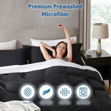 Soft Prewashed California King Duvet Cover Set, 3 Piece, Zipper Closure, 104x98 Inches Duvet Cover And 2 Pillow Shams - No Comforter,  In 2025 - Black (No Comforter) - View 5