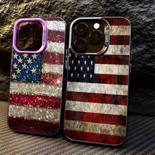 USA National Flag Pattern Phone Case Compatible With  17 Air 16 15 14 13 12 11 Pro Max XR XS X 7 8 Plus Square Cover Bumper Back Case Cover Compatible With  17 Pro Case,  17 Pro Max Case,  17 Case,  16 Pro Case - Black-yYDSG959 - View 1