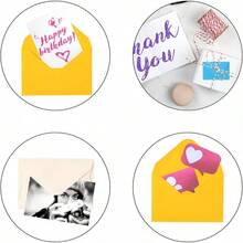 50 phong bì mini kèm thiệp chúc mừng trống, thích hợp cho gia đình, bạn bè và đồng nghiệp, phong bì tự dính nhỏ, hoàn hảo cho sinh nhật, thiệp cảm ơn, tiệc tùng, lời chúc Giáng sinh và năm mới - Phong bì cầu vồng + Thiệp cầu vồng - Xem 8