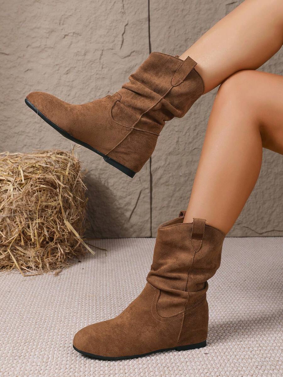 2-3cm Vintage Short Ankle Boots For Women, New 2025 Summer/Autumn Dress Wear, Chelsea Slim Boots - Brown - View 1