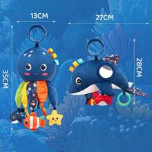 New Cute Ocean Animal Car Hanging Decor, Crib Rattle With Teether Paper Crinkle, Baby Plush Rattle Doll - Multicolor - View 4