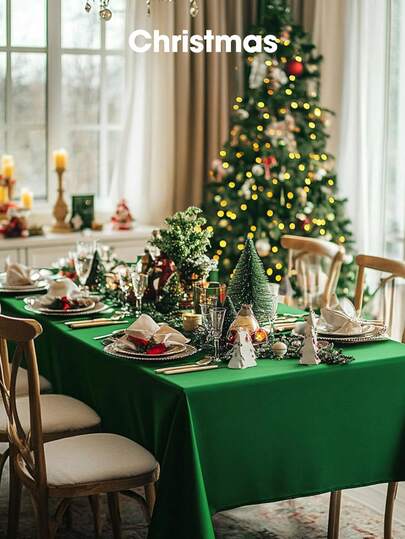1/3/8 pezzi - Tovaglia di plastica monouso per Natale, confezione da 8, 54 x 108 pollici, tovaglie per San Patrizio, decorazioni natalizie, tovaglie rettangolari, foresta, San Valentino, Ringraziamento, smeraldo, copertura in plastica, a prova di perdite e resistente