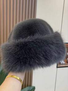 1pc Women's Winter Fleece Bucket Hat, Fashionable Thick Style, Warm Winter Cap, Suitable To Pair With Wool Coat, Winter Outfit - Multicolor - View 16