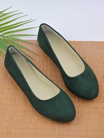 Women's Suede Flat Shoes, Solid Color Pointed Toe Low Heel Slip-On Boat Shoes, Candy Colors Round Toe Flat Shoes