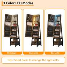 Organizador de joyas con espejo de longitud completa, clóset de joyería con cerradura de 66 pulgadas con luz LED, clóset de almacenamiento de joyería de pie con estante trasero y cajón - Color retro - Ver 5