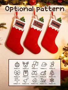 Personalized Red Christmas Stockings, Custom Name Christmas Stocking Decoration, Holiday Decor, Christmas Tree Decor, Customizable, Room Decor, Christmas, Christmas Gifts, Merry Christmas, Festive Stockings For Stairs Fireplace, Men, Women, Friends, Mam, Dad - Style B - View 6