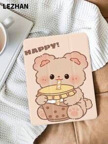 1 件卡通动物、可爱熊喝波霸茶图案平板电脑保护壳、兼容 10.2 英寸 Tablet Pro 11 2021/2020/10th Gen/Tablet (A16) 11" 11th Gen 2025、兼容三星 Galaxy Tab A8 10.5" 2022、Matepad 10.4/Tab/、带铅笔槽、防摔、平板电脑支架保护套 - 彩色 - 查看 2