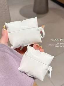 1 件创意独特形状蓝牙耳机盒，白色枕头设计蓝牙耳机盒兼容 1/2/3/4/Pro，圣诞礼物