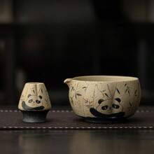 1 Set Sakura Katzen Muster Feuerton Teeschale Set, hochtemperaturgebrannt, innen glasiert für einfache Reinigung, handpolierter Boden zum Schutz von Oberflächen, geeignet für Feiertage, Geburtstage, Geschenke, Zuhause, Büro, Outdoor, inklusive Bambus Teeburste & passende Accessoires, Geschenkbox für Tee-Set aus der Song-Dynastie