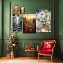 1Pc Framed Ready To Hang, Green Mountain Valley With Clear Sky Canvas Wall Art, Art Poster, Wall Decor For Living Room, Bedroom, Office, Home Decor, Posters And Prints Wall Art Pictures, Artwork Suitable For Nature And Peaceful Style Lovers' Home Decoration  -  Pictures,Framed Wall Art,Painting - Ready To Hang Wall Decor For Home,Wall Art With Frame,Canvas Wall Art,Bedroom Decor,Bathroom Decor, Wedding, Party Decorations-Garden Decor Outdoor - Green - View 5