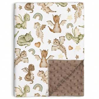 Dragon Baby Blanket For Boys Girls Soft Double Layer Minky With Dotted Backing, For Fairy Tale Theme Toddler Nursery, Newborn Infant Toddler Crib Bedding, Stroller, Receiving Blankets, 30"X40"