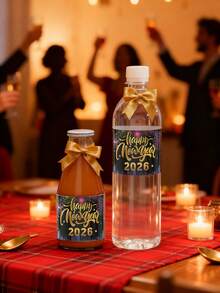 10/24 unidades Etiquetas adhesivas para botellas de Año Nuevo 2026, Etiquetas adhesivas para botellas de agua de fiesta de Año Nuevo, Etiquetas adhesivas para regalos de fiesta de Año Nuevo, Decoraciones de mesa de Nochevieja 2026, Suministros para fiestas de celebración de Año Nuevo, Etiquetas adhesivas para envolver regalos de Año Nuevo, Decoraciones de aniversario, Pegatinas decorativas de Año Nuevo, Decoración de Año Nuevo, Suministros para envolver regalos de Año Nuevo