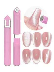 四合一新款猫眼磁铁笔多功能法式弧形效果磁性猫眼美甲磁棒DIY美甲工具笔，适用于家庭美甲沙龙DIY、美甲用品、美甲工具、返校、美甲、按压式指甲、修甲和修脚工具。万圣节礼物、圣诞礼物、朋友礼物、女性礼物