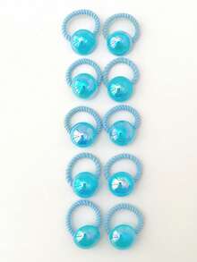 10pcs Cute Pearl Colored Pink, Purple, Blue Small Hair Ties/Scrunchies - Multicolor - View 12