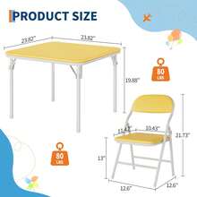 Set Plegable de Mesa y 4 Sillas Infantil 5 Piezas, Juego de Mesa de Actividades para Niños y Niñas, Ideal para Comedor, Guardería y Aula – Mueble Multifuncional Kids - Multicolor - Ver 3