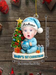 1pc Customized Photo Christmas Ornament, Personalized Name And Photo Decor, Custom Ornament With Photo, Christmas 2025 Memento, Christmas Tree Decoration, Customized Acrylic Pendant, Personalized Gift, Cute Holiday Decor, Baby Shower Party Favor, Personalized Ornament, Customized Christmas Gift, Christmas Tree Decoration, Personalized Gift, Custom Christmas Decor - Multicolor - View 6