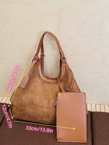 New Fashion Solid Color Large Capacity Tote Bag For Women, Casual Stylish Bucket Bag For Work Commute, Shoulder & Crossbody Bag